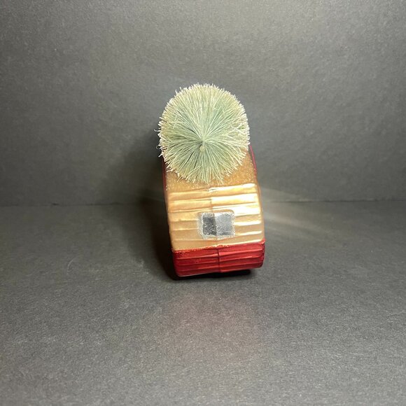 Gold & Red Glass Canned Ham Camper Trailer w/ Christmas Tree Ornament 4 x 4" - Picture 4 of 6